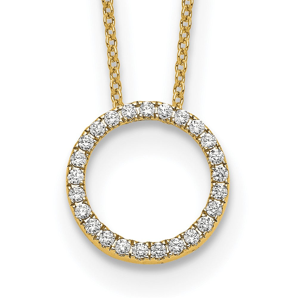 True Origin 14K Yellow Gold 1/4 carat Lab Grown Diamond VS+ F+ Complete 18 in Eternity Pendant Necklace