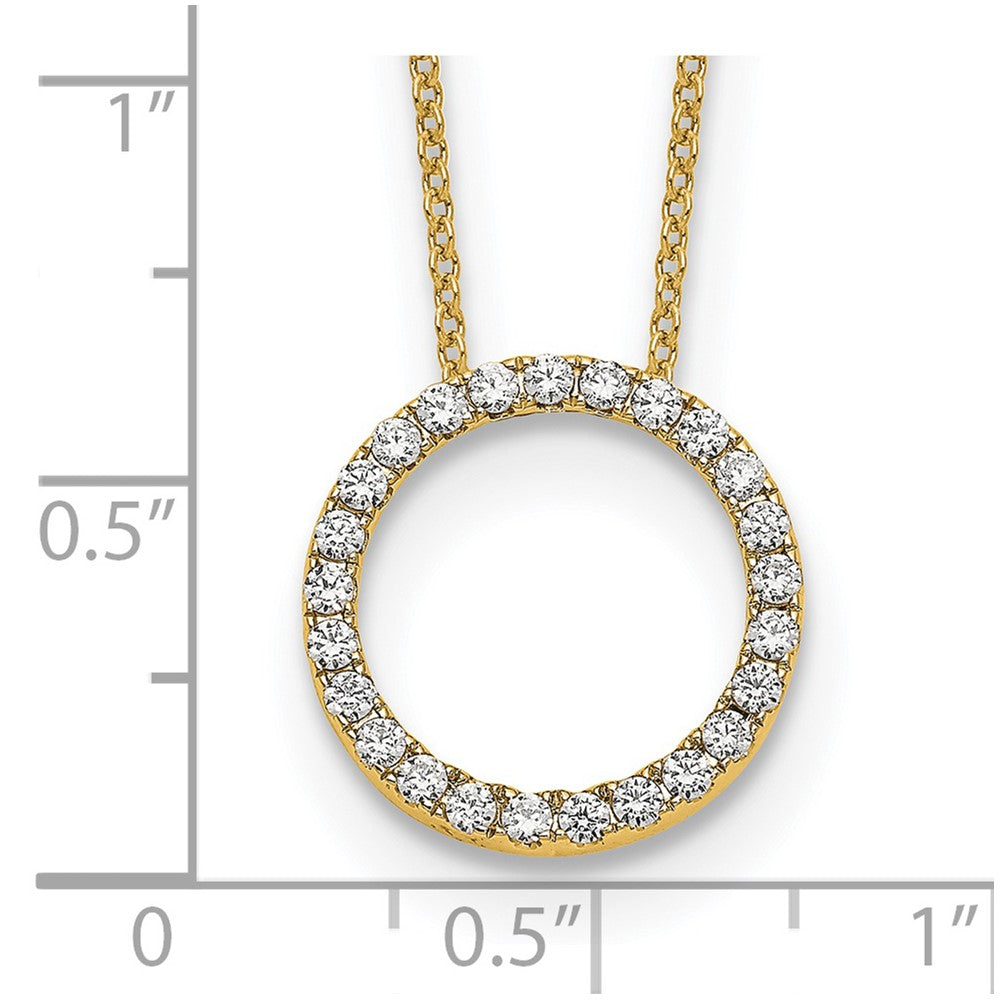 True Origin 14K Yellow Gold 1/2 carat Lab Grown Diamond VS+ F+ Complete 18 in Eternity Pendant Necklace