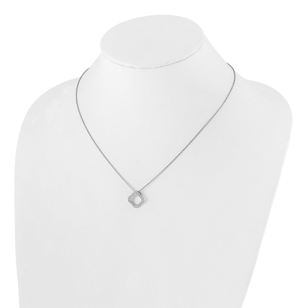 True Origin 14K White Gold 1/6 carat Lab Grown Diamond VS+ F+ 18 in Complete Quatrefoil Floral Necklace