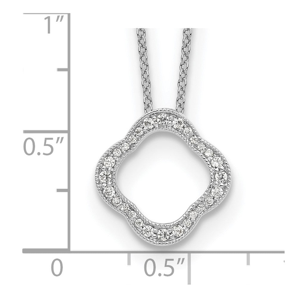 True Origin 14K White Gold 1/6 carat Lab Grown Diamond VS+ F+ 18 in Complete Quatrefoil Floral Necklace