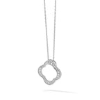 True Origin 14K White Gold 1/6 carat Lab Grown Diamond VS+ F+ 18 in Complete Quatrefoil Floral Necklace