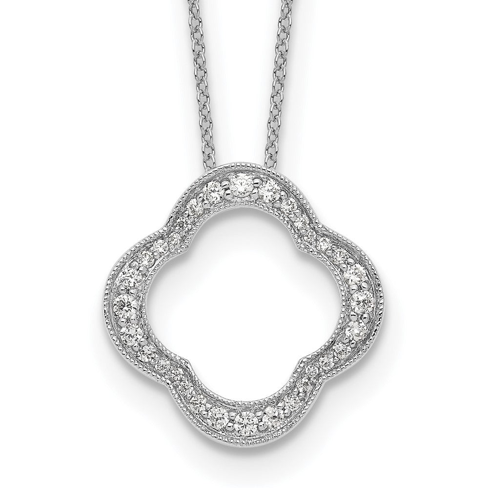 True Origin 14K White Gold 3/8 carat Lab Grown Diamond VS+ F+ 18 in Complete Quatrefoil Floral Necklace
