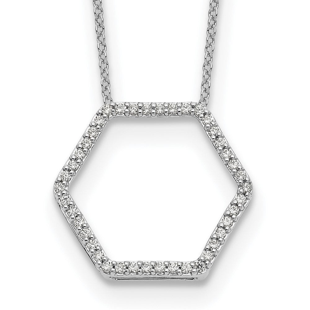True Origin 14K White Gold 1/4 carat Lab Grown Diamond VS+ F+ 18 in Complete Hexagon Necklace