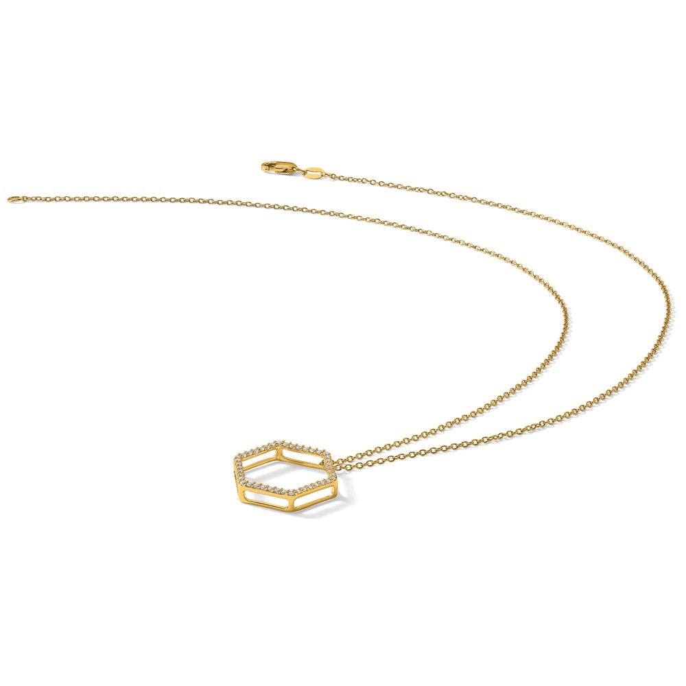 True Origin 14K Yellow Gold 1/4 carat Lab Grown Diamond VS+ F+ 18 in Complete Hexagon Necklace