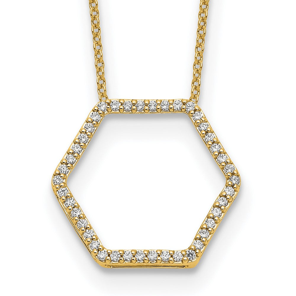 True Origin 14K Yellow Gold 1/4 carat Lab Grown Diamond VS+ F+ 18 in Complete Hexagon Necklace