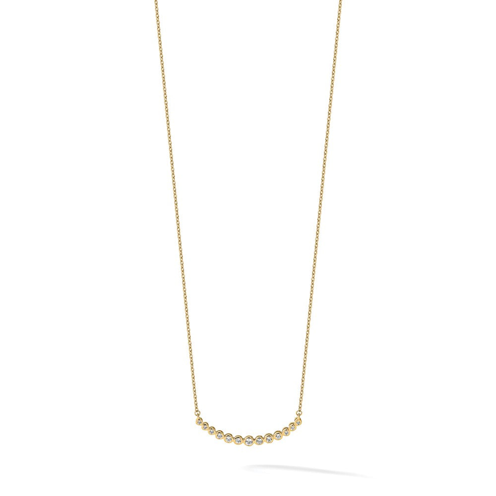 True Origin 14K Yellow Gold 1/4 carat Lab Grown Diamond VS+ F+ 18 in Complete Graduated Curved Bar Necklace