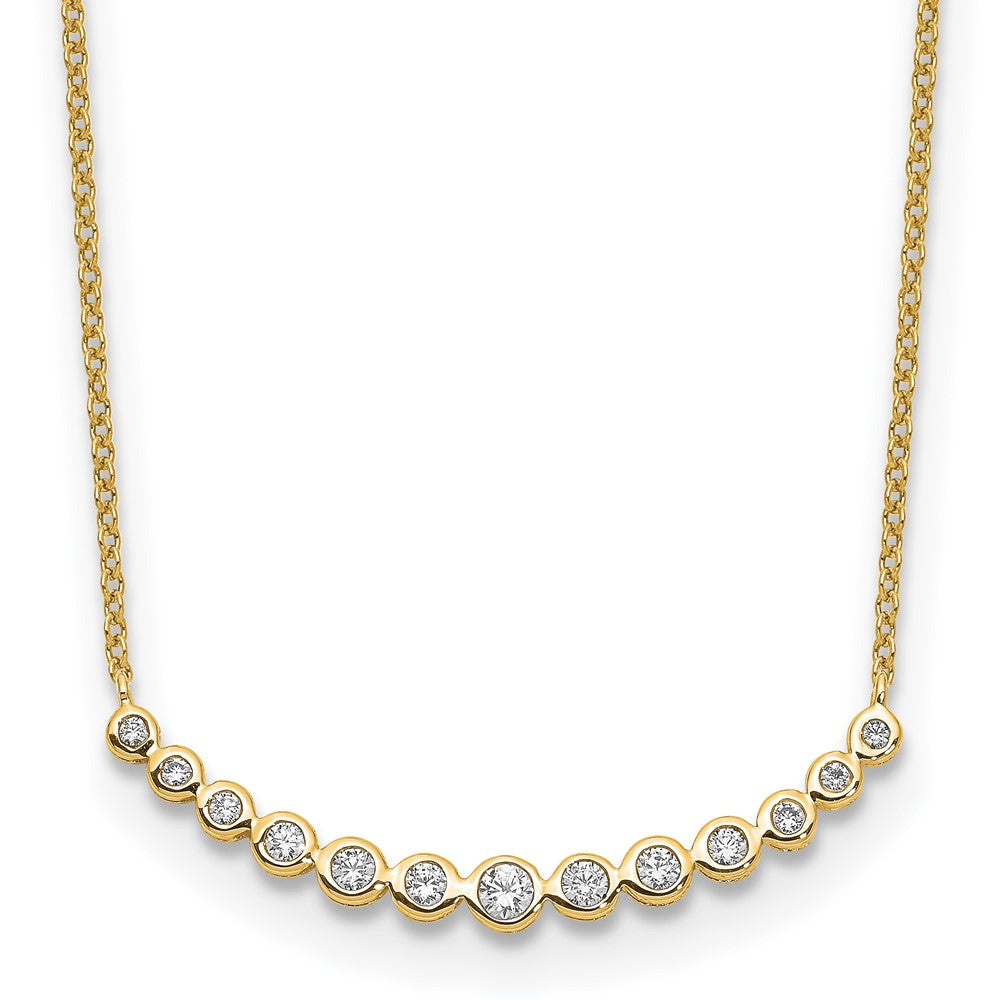 True Origin 14K Yellow Gold 1/4 carat Lab Grown Diamond VS+ F+ 18 in Complete Graduated Curved Bar Necklace