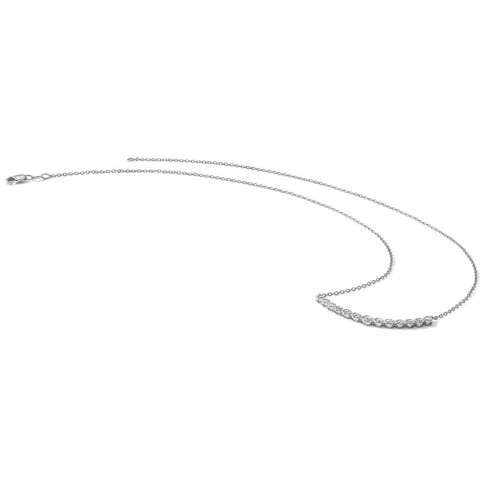 True Origin 14K White Gold 1/2 carat Lab Grown Diamond VS+ F+ 18 in Complete Graduated Curved Bar Necklace