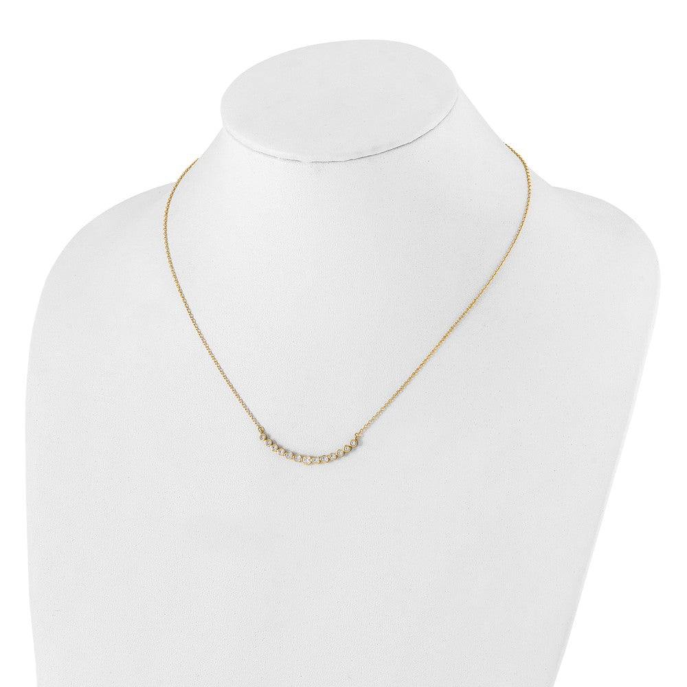 True Origin 14K Yellow Gold 1/2 carat Lab Grown Diamond VS+ F+ 18 in Complete Graduated Curved Bar Necklace