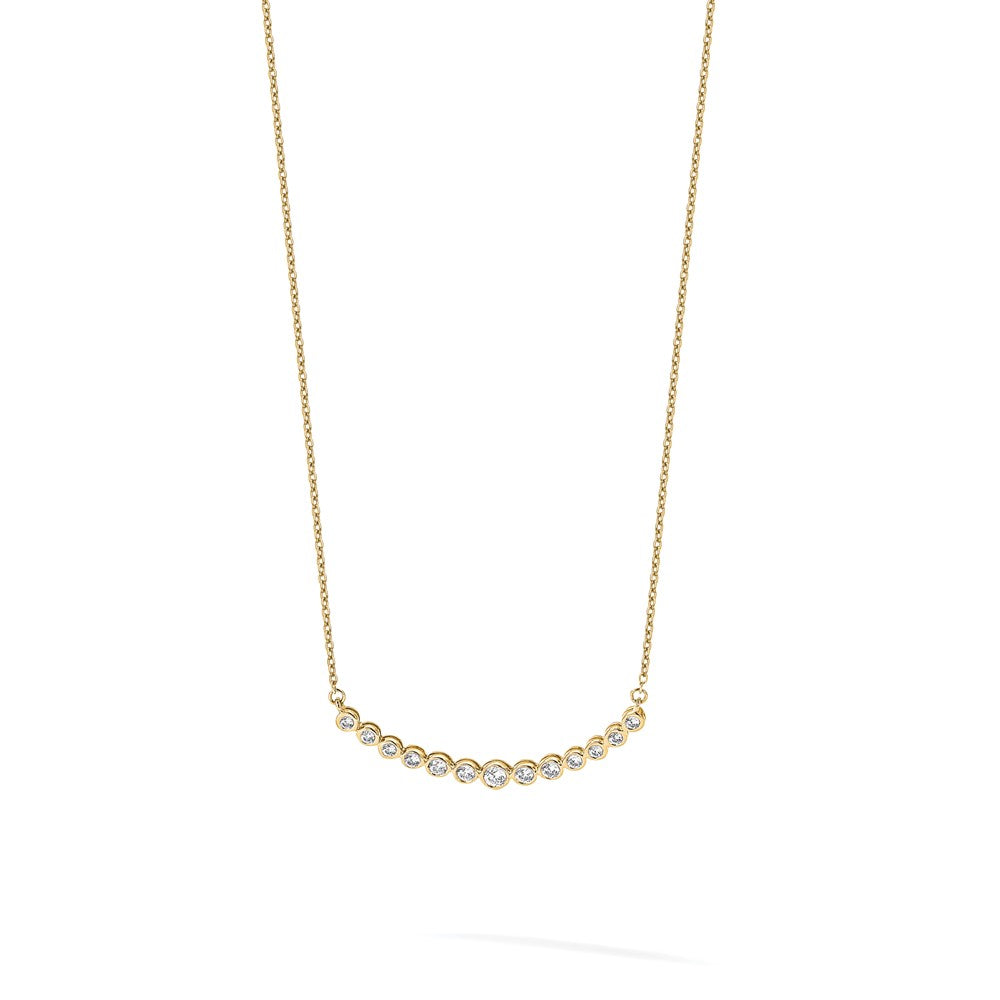 True Origin 14K Yellow Gold 1/2 carat Lab Grown Diamond VS+ F+ 18 in Complete Graduated Curved Bar Necklace