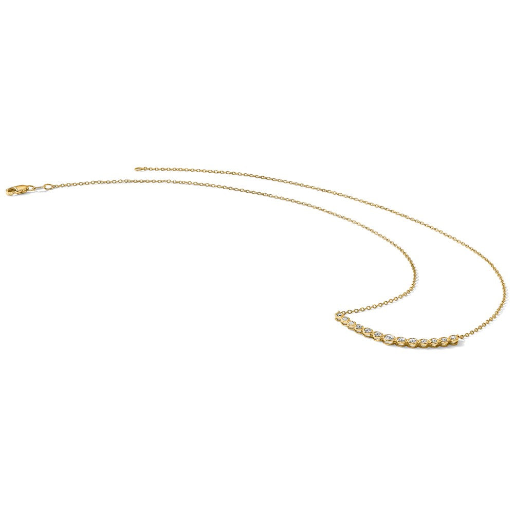 True Origin 14K Yellow Gold 1/2 carat Lab Grown Diamond VS+ F+ 18 in Complete Graduated Curved Bar Necklace