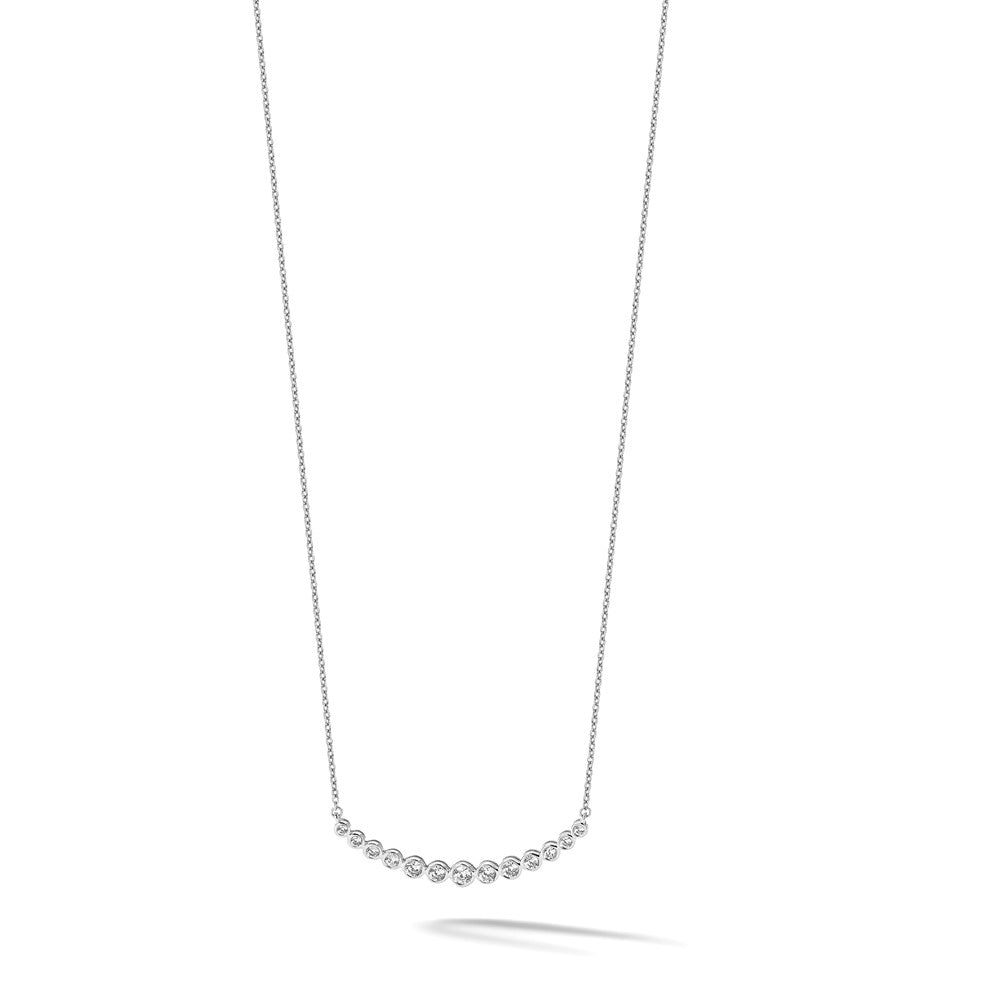 True Origin 14K White Gold 3/4 carat Lab Grown Diamond VS+ F+ 18 in Complete Graduated Curved Bar Necklace