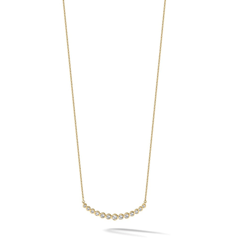 True Origin 14K Yellow Gold 3/4 carat Lab Grown Diamond VS+ F+ 18 in Complete Graduated Curved Bar Necklace
