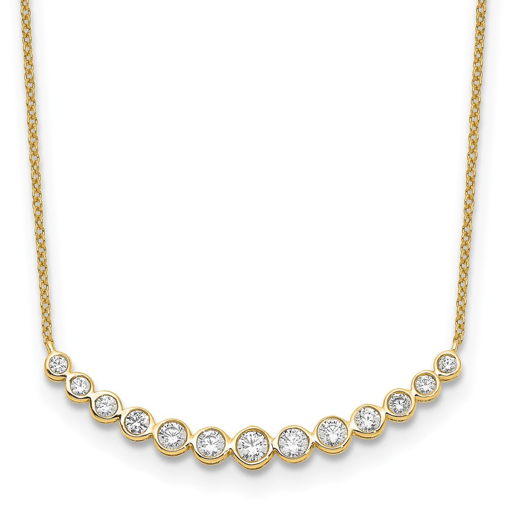 True Origin 14K Yellow Gold 3/4 carat Lab Grown Diamond VS+ F+ 18 in Complete Graduated Curved Bar Necklace