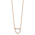 14k Rose Gold Polished 1/5 carat Diamond Heart 18 inch Necklace