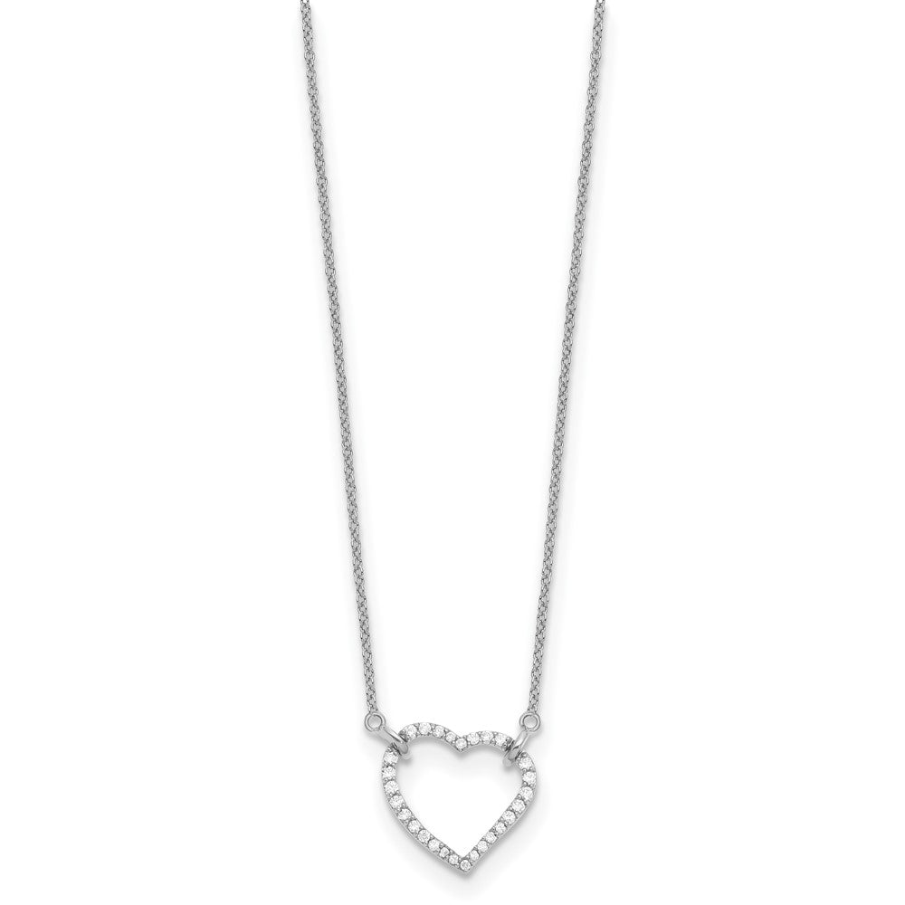 14k White Gold Polished 1/5 carat Diamond Heart 18 inch Necklace