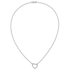 14k White Gold Polished 1/5 carat Diamond Heart 18 inch Necklace