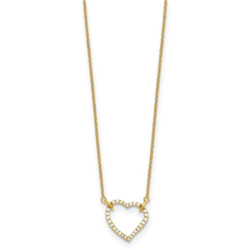 14k Polished 1/5 carat Diamond Heart 18 inch Necklace