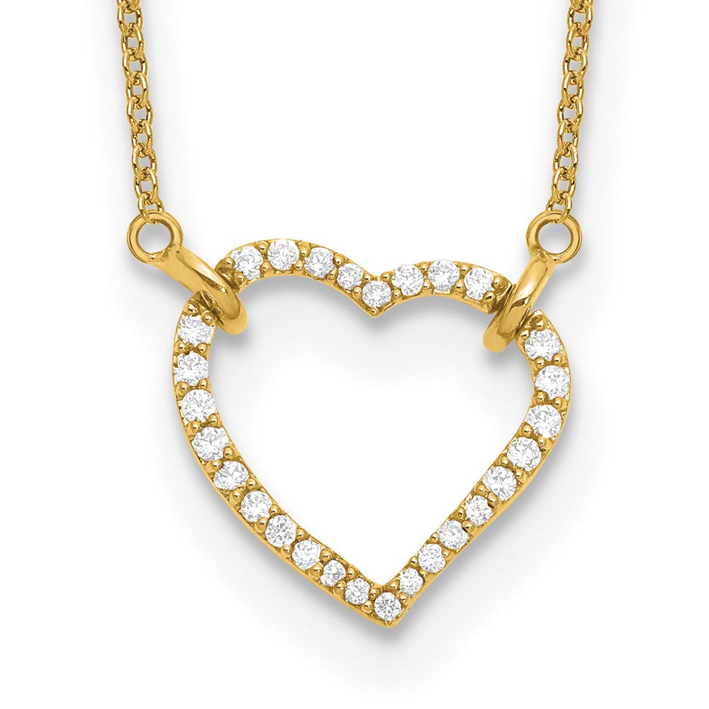 14k Polished 1/5 carat Diamond Heart 18 inch Necklace