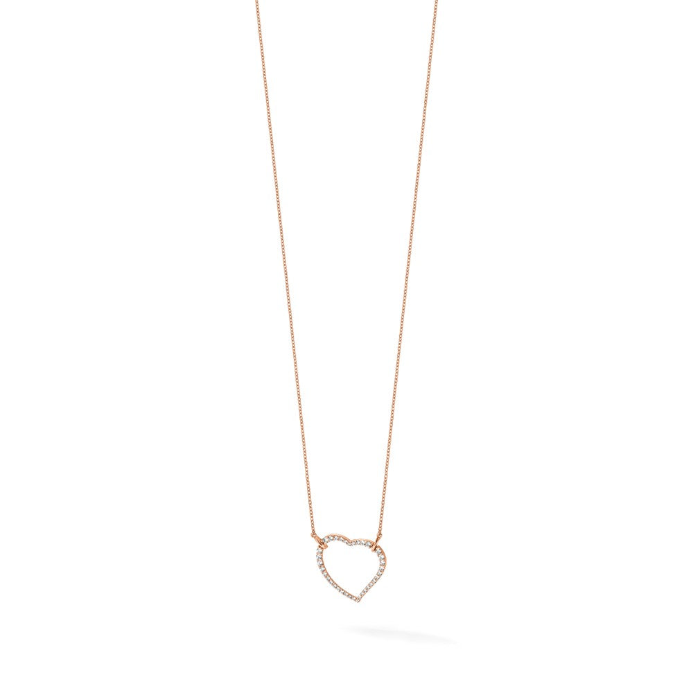 True Origin 14K Rose Gold 3/4 carat Lab Grown Diamond VS+ F+ Complete 18in Open Heart Necklace