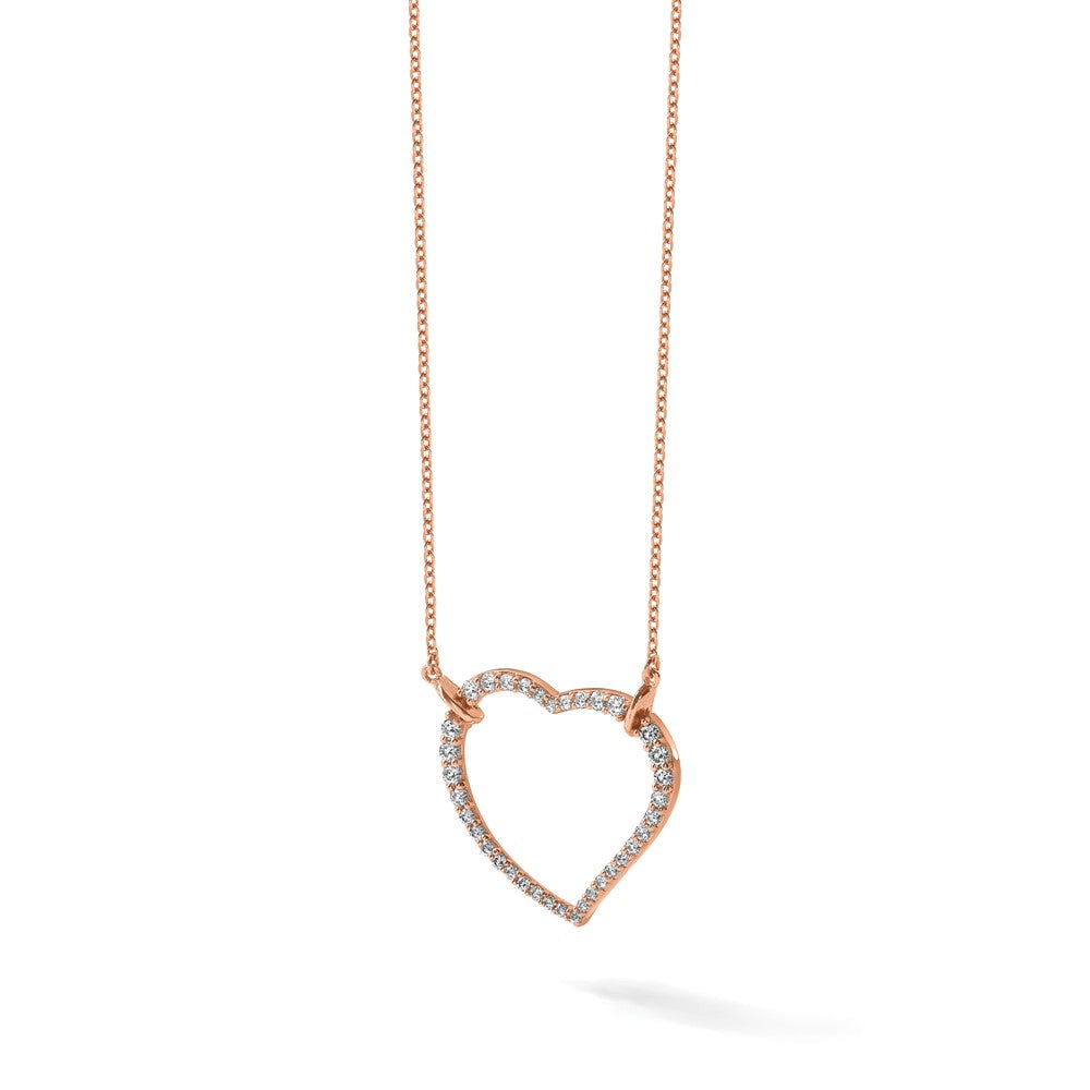 True Origin 14K Rose Gold 3/4 carat Lab Grown Diamond VS+ F+ Complete 18in Open Heart Necklace