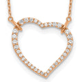 True Origin 14K Rose Gold 3/4 carat Lab Grown Diamond VS+ F+ Complete 18in Open Heart Necklace