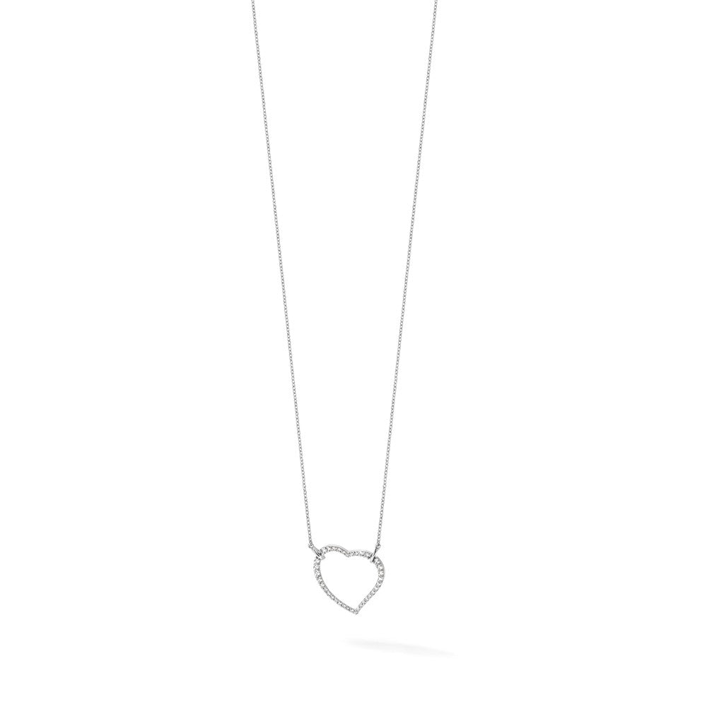 True Origin 14K White Gold 3/4 carat Lab Grown Diamond VS+ F+ Complete 18in Open Heart Necklace