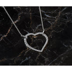 True Origin 14K White Gold 3/4 carat Lab Grown Diamond VS+ F+ Complete 18in Open Heart Necklace