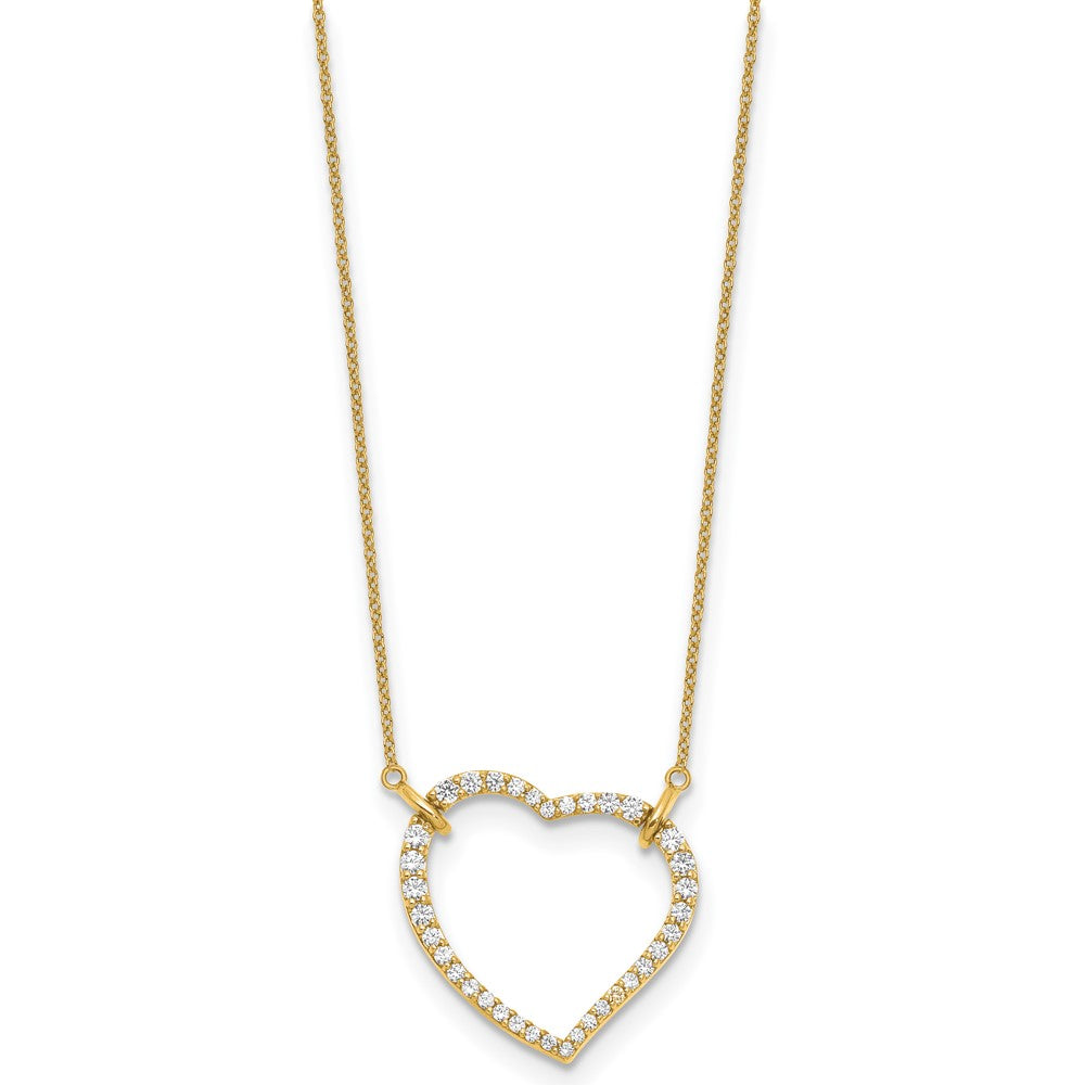14k Polished 3/4 carat Diamond Heart 18 inch Necklace