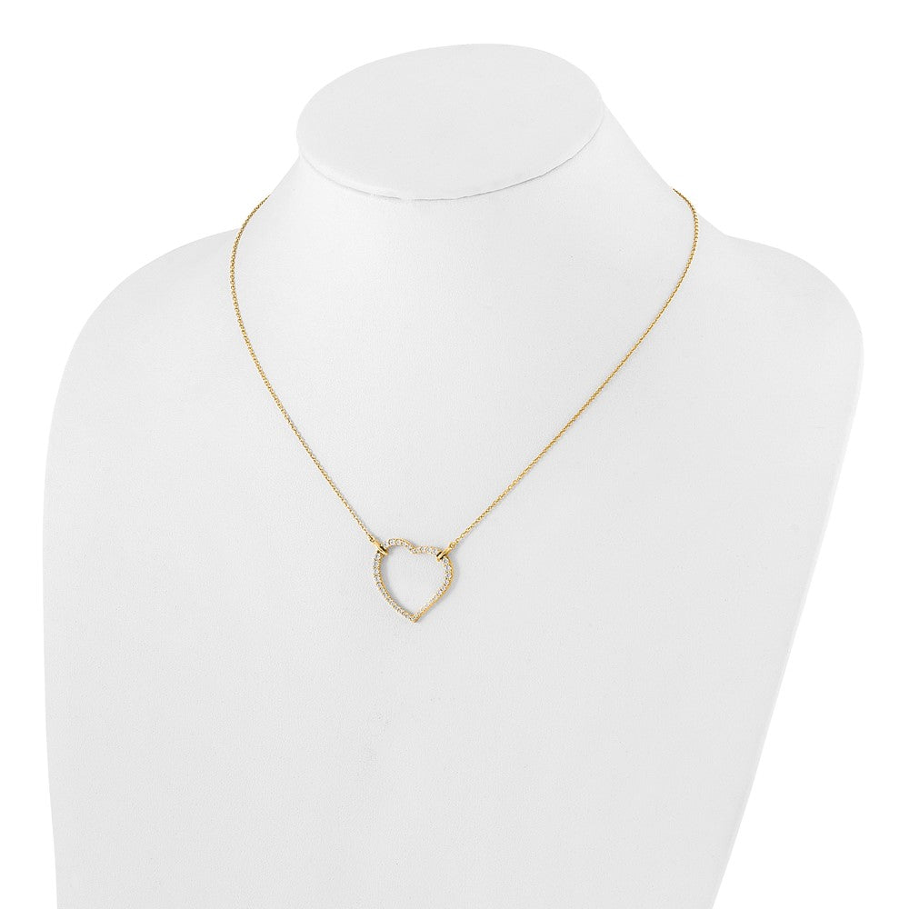 14k Polished 3/4 carat Diamond Heart 18 inch Necklace