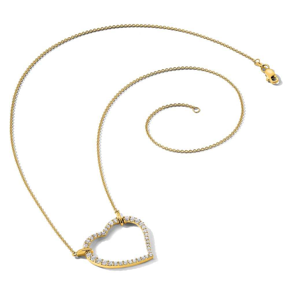 True Origin 14K Yellow Gold 3/4 carat Lab Grown Diamond VS+ F+ Complete 18in Open Heart Necklace