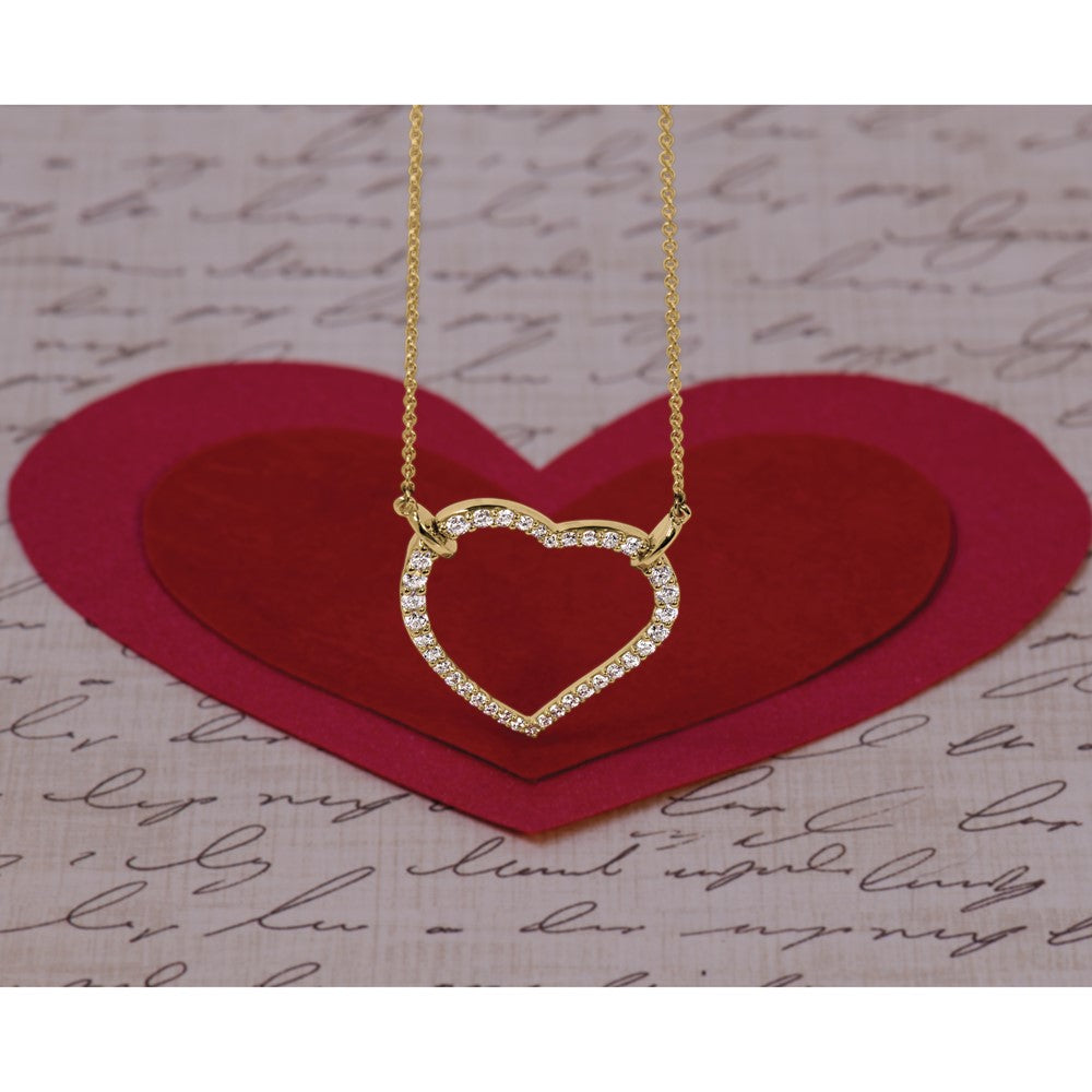 14k Polished 3/4 carat Diamond Heart 18 inch Necklace