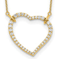 14k Polished 3/4 carat Diamond Heart 18 inch Necklace