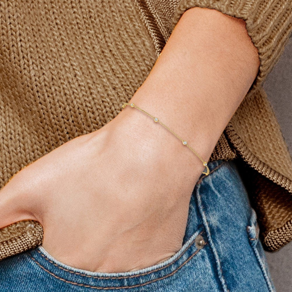 True Origin 14K Yellow Gold 1/5 carat Lab Grown Diamond VS+ F+ Complete 9 Station 9 in Bracelet