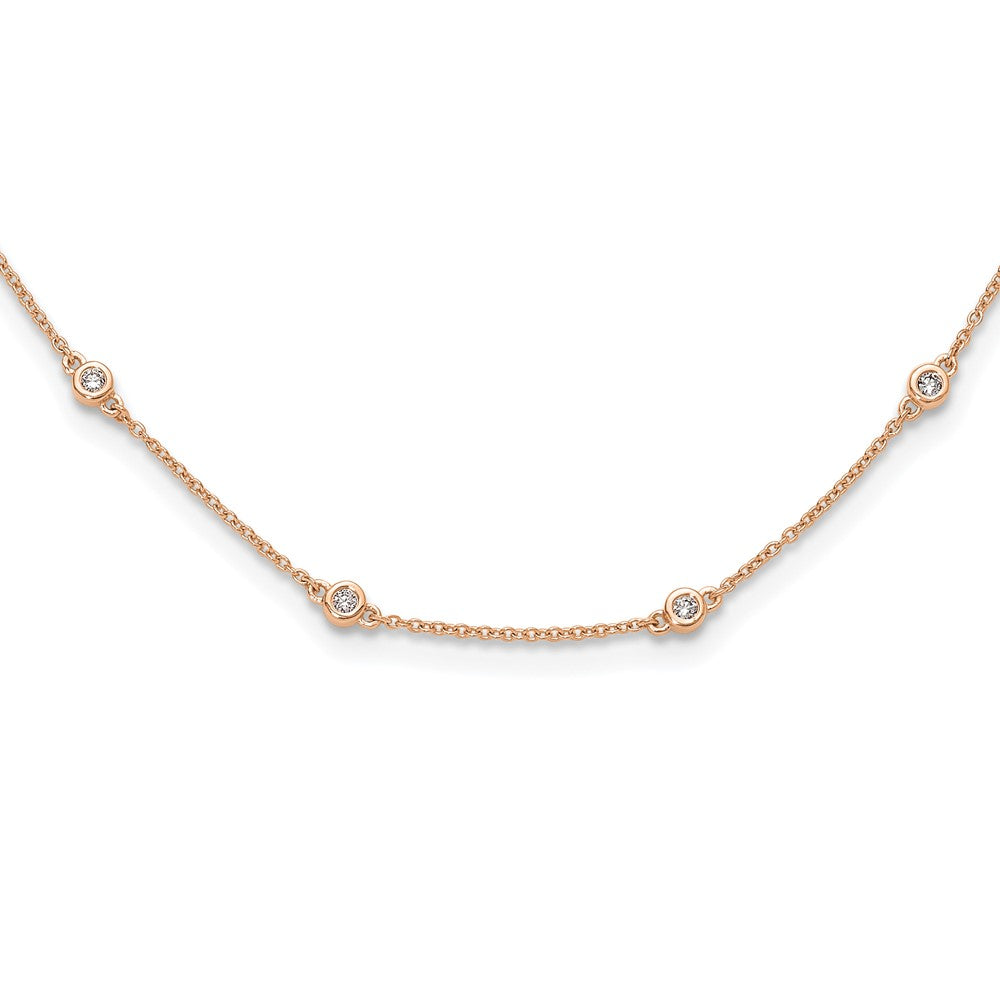 True Origin 14K Rose Gold 3/8 carat Lab Grown Diamond VS+ F+ Complete 16 Station 16 in Necklace