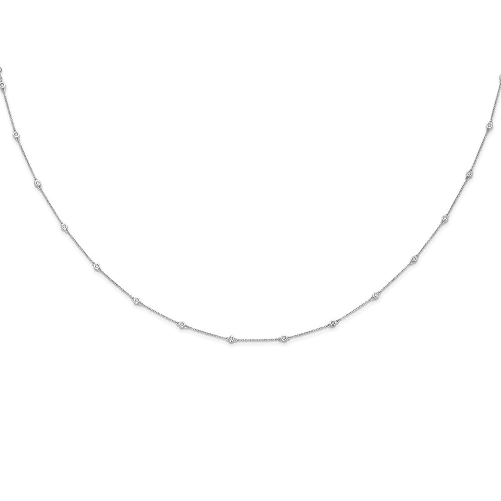 14k White Gold Complete 1/2 carat Bezel-set Diamond and Cable Chain 20-Station 20 inch Necklace