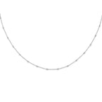 14k White Gold Complete 1/3 carat Bezel-set Diamond and Cable Chain 16-Station 16 inch Necklace