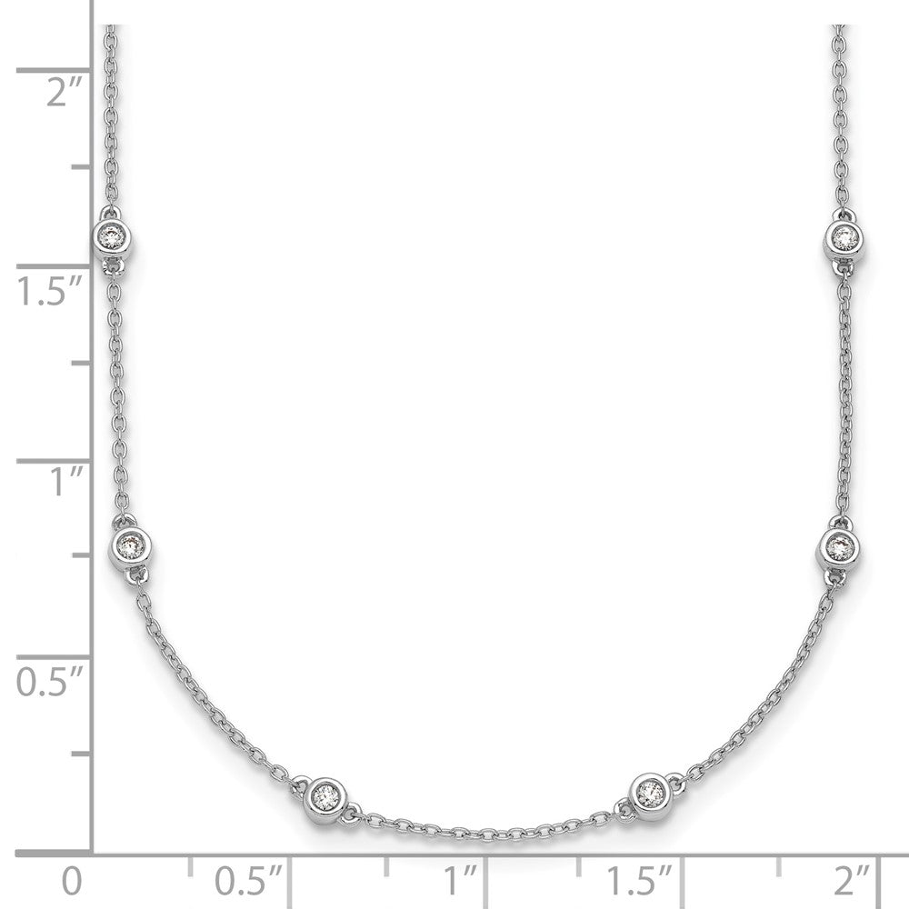 14k White Gold Complete 3/8 carat Bezel-set Diamond and Cable Chain 18-Station 18 inch Necklace