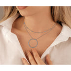 14k White Gold Complete 1/3 carat Bezel-set Diamond and Cable Chain 16-Station 16 inch Necklace