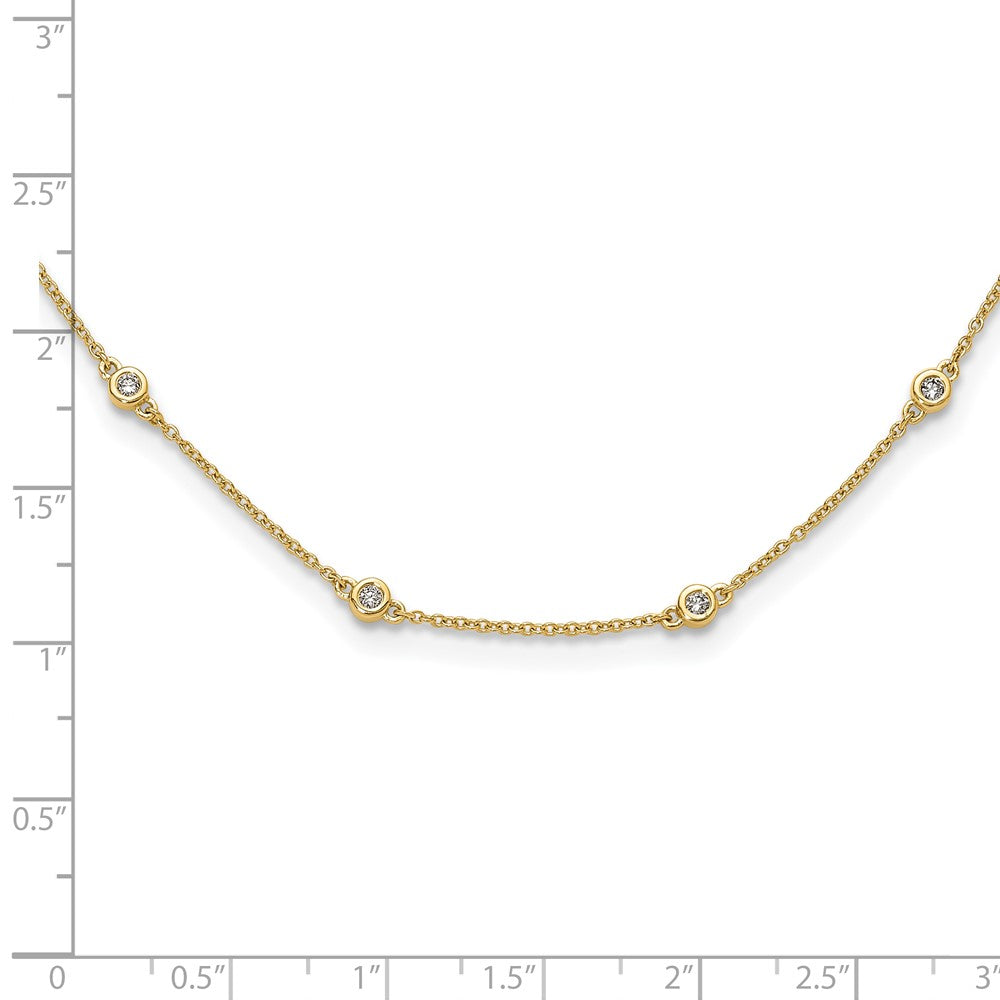 14k Complete 1/2 carat Bezel-set Diamond and Cable Chain 20-Station 20 inch Necklace