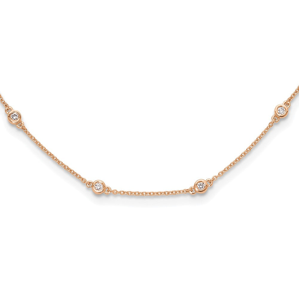 True Origin 14K Rose Gold 1/2 carat Lab Grown Diamond VS+ F+ Complete 18 Station 18 in Necklace