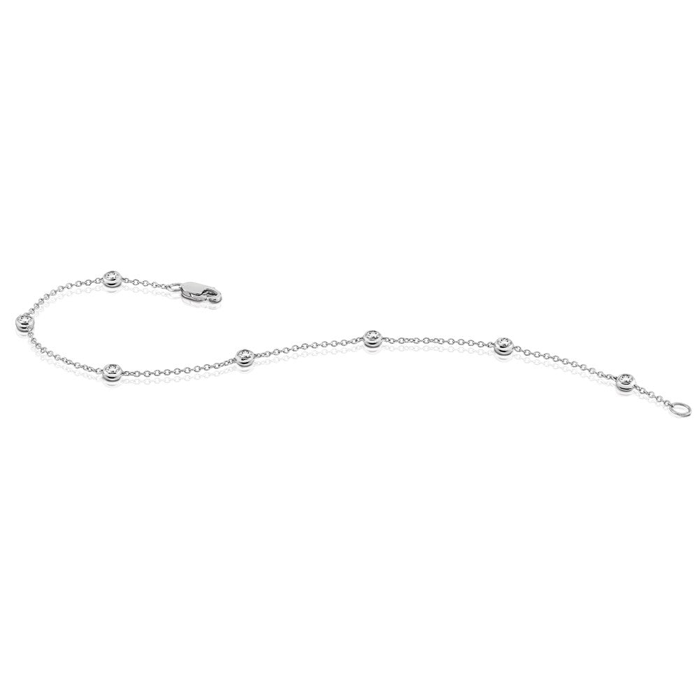 True Origin 14K White Gold 1/2 carat Lab Grown Diamond VS+ F+ Complete 8 Station 8 in Bracelet