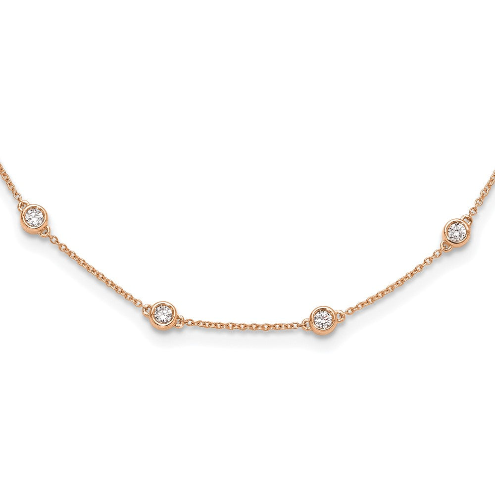 True Origin 14K Rose Gold 1 carat Lab Grown Diamond VS+ F+ Complete 16 Station 16 in Necklace