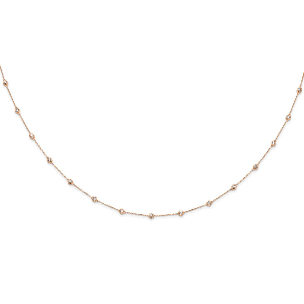 True Origin 14K Rose Gold 1 1/6 carat Lab Grown Diamond VS+ F+ Complete 18 Station 18 in Necklace
