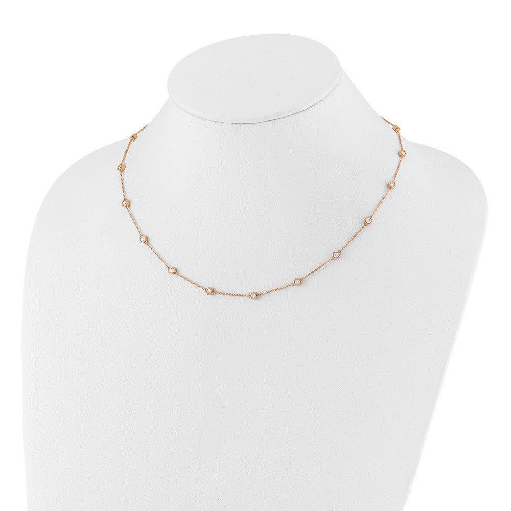 True Origin 14K Rose Gold 1 1/6 carat Lab Grown Diamond VS+ F+ Complete 18 Station 18 in Necklace