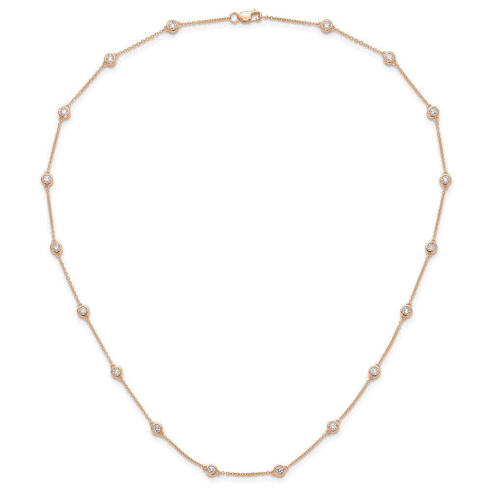 True Origin 14K Rose Gold 1 1/6 carat Lab Grown Diamond VS+ F+ Complete 18 Station 18 in Necklace