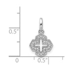 14k White Gold 1/10 carat Diamond Fancy Cross Pendant