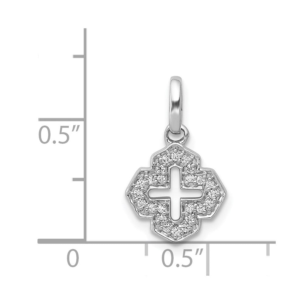 14k White Gold 1/10 carat Diamond Fancy Cross Pendant