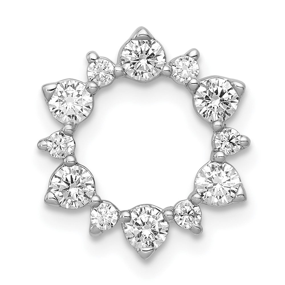 14k White Gold 5/8 carat Lab Grown Diamond VS/SI+ G+ Complete Fashion Circle Chain Slide Pendant