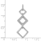 14k White Gold 1/6 carat Diamond Fancy Three Square Dangle Pendant